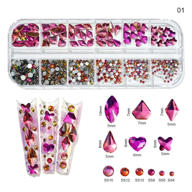 Multi-Color 3D Nail Art Rhinestones