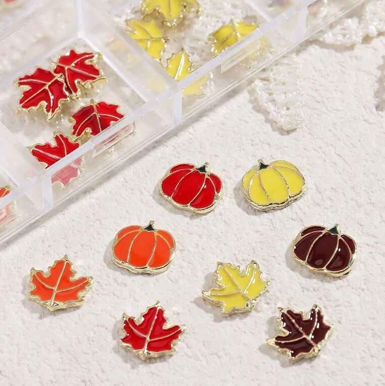 Fall Nail Art Charms & Caviar Beads Set